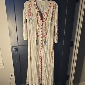 Embroidered White Maxi/ Duster Dress